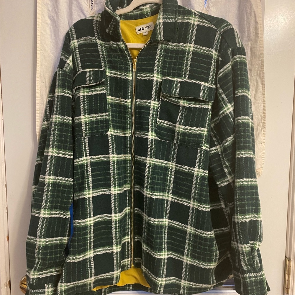 Red Sky Plaid Zip-Up Jacket